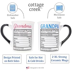 Grandparents gifts grandma mug grandpa mug 2 piece nutritional facts grandma and grandpa mugs set pregnancy announcement for grandparents 16oz large grandma and grandpa coffee mugs  urban country home decor