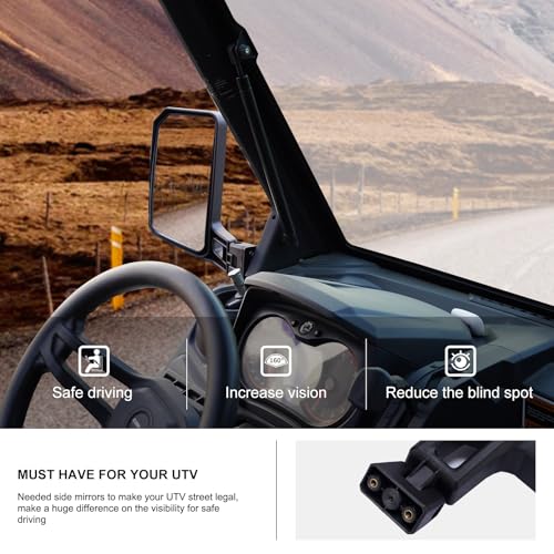 Image of Kiwi Master Large Side Mirrors for 2016-2026 Can-Am Defender /HD11 | Accessories, (Not Soft Doors / Soft Cab Enclosures), OEM Replacement 715008100, Adjustable Folding Rear View Mirror, Pair