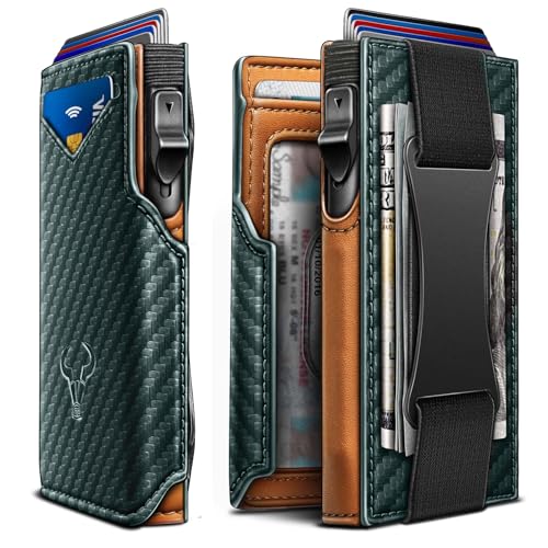 Image of BULLIANT Men Slim Leather Wallet Metal Case Money Clip-Magnetic Closure