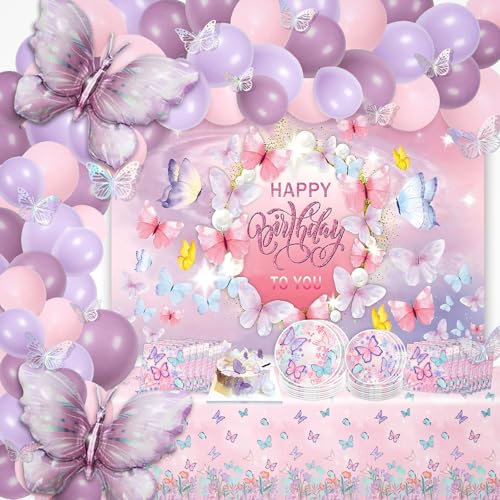 151 Stück Schmetterling Deko Geburtstag Luftballons, Schmetterling...