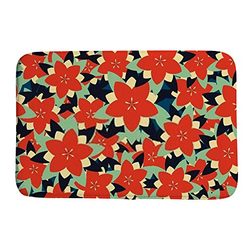 Tapis de bain antidérapant fleurs Ruchen 91x61 cm en velours