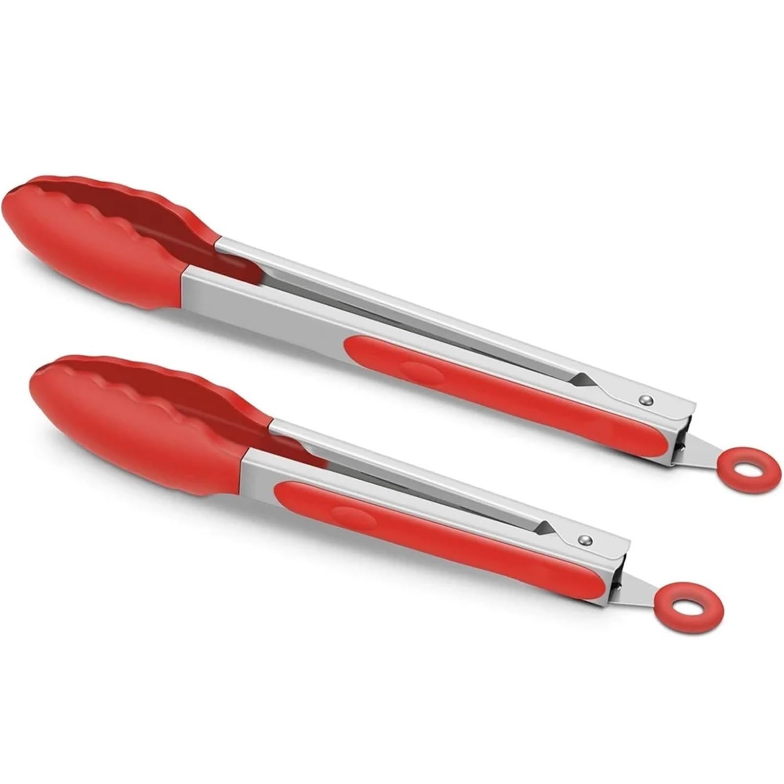 Ensemble De Pinces 2 pièces/ensemble Clips en Silicone résistant aux hautes températures pinces en acier inoxydable pinces à Steak pinces à pain pinces de service outils de cuisine Pour La Cuisine(Red