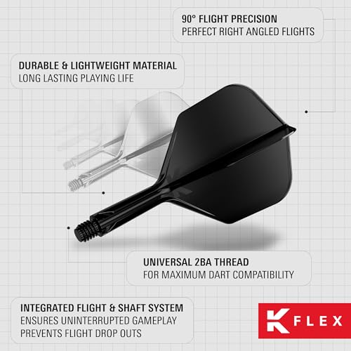 Image of Target Darts K Flex Integrated Dart Flight and Shaft, No.6 | 3-Pack K-Flex - No. 6, Kflex Precision-Molded 2-in-1 Dart Flights and Dart Shaft | Professional Dart Accessories