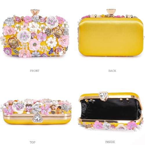 Image of BBTT.ful Women Clutches Flower Evening Handbag Chain Strap Shoulder Bag handbag Wedding bag purse