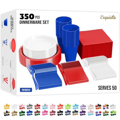 Image of Exquisite 350 Pcs Patriotic Plates and Napkins Party Supplies Plate Sets