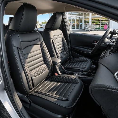 Image of for Toyota Corolla Seat Covers 2014 2015 2016 2017 2018 2019 Corolla LE /L /S Plus /S /LE Plus /XSE /SE Premium Leather Car Seat Covers Full Set for SUV-Car Seat Protector (Black, 5 Seats)