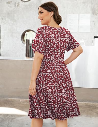 Image of Ahlaray Plus Size Faux Wrap Dress for Curvy Women with Pockets