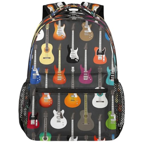 Toprint Music Musical Instruments Guitar Backpack Travel Shoulder Bag Bookbag Daypack for Girls Boys Men Women