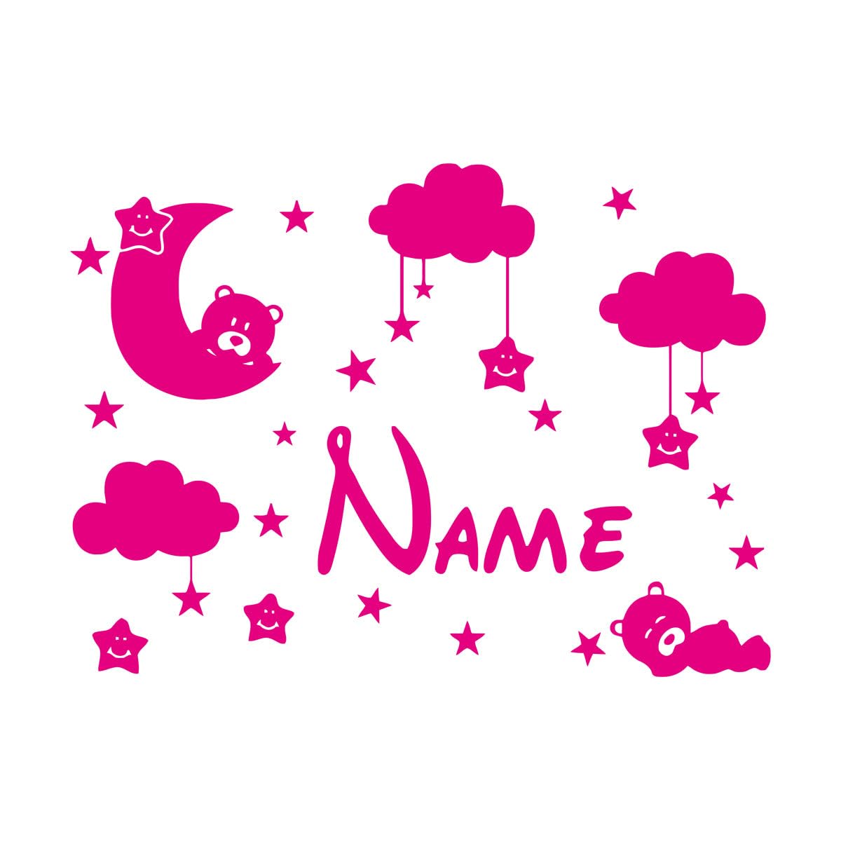 Vinyl Art Sticker Cute Bear with Moon Children's Moon and Stars 36x48.9cm It Won't Fall Off Small Rosered โ image 1