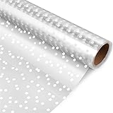 Material respetuoso con el medio ambiente: los rollos de celofán transparente con lunares blancos están hechos de materiales respetuosos con el medio ambiente e insípidos en calidad alimentaria, que son 100 % seguros. Las decoraciones de lunares blancos realmente añaden un ambiente de primera clase y son ideales para hacer regalos, dulces, cestas de frutas y artículos de presentación.