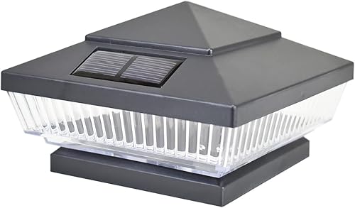 Miniatura 2 de Paquete de 12 unidades de jardín negro para exteriores, 4 x 4 pulgadas, 5 luces LED solares para postes de cubierta, luz cuadrada para cerca,