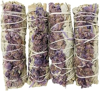 Bholi Sage Plus Sage Smudge Kit for Cleansing Negative Energy Lavender with White Sage Smudge Sticks Pack of 4