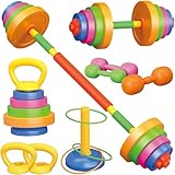 6-in-1 Kids Weight Set- Dumbbell, Barbell, Kettlebell, Ring. Adjustable Workout Equipment Toy with Sand/Water...
