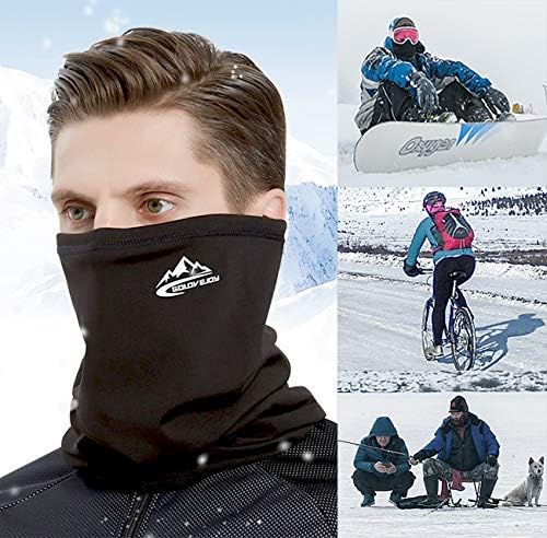 Mutifunctional Face Shield UV Resistance - Elastic Ice Silk Headwear Bandana Scarf Breathable Snood, Cooling Sports Neck Gaiter for Running Hiking Cycling (1(Super Warming-black))