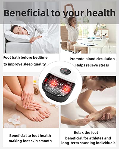 Image of RIGHTMELL Foot Bath Spa with Heat, Pedicure Massager Foot Soaking Tub-Bubbles Pumice Stone Digital Temperature Control Red Light with Ergonomic Massage Rollers