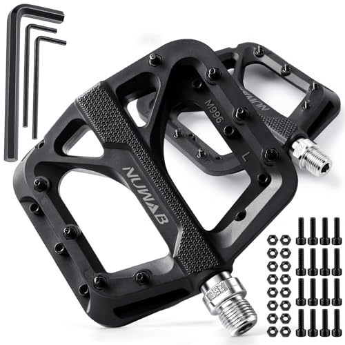 NUWAB Mountain Bike Pedals, 9/16 Inch Axle Thread Anti-Slip Bicycle Pedals, Lightweight and Wide...