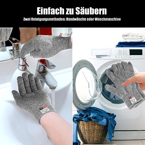 sunivaca Schnittsichere Handschuhe, 4 Paar, Schnittschutzhandschuhe küche, Lebensmittelqualität, Leistungsfähiger Level 5 Schutz, Messerschutzhandschuh EN 388 zertifiziert, größe XL