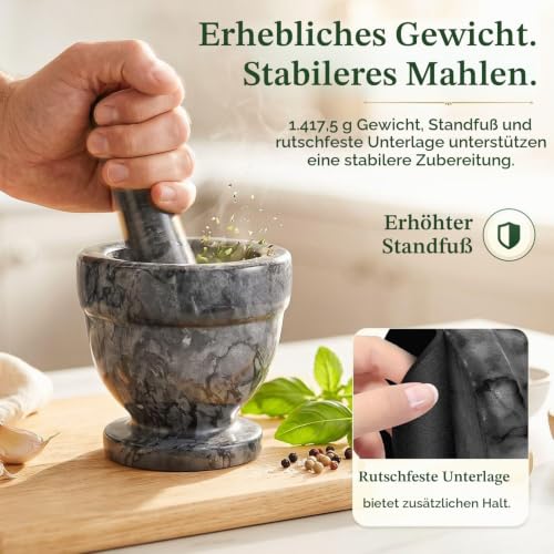 Flexzion Mörser mit Stößel aus Granit schwarz - 10cm Durchmesser, Mörser und Stößel Sets… – Ansicht 5