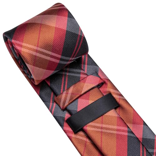 Image of Dubulle Mens Paisley Striped Tie Woven Necktie for Men and Handkerchief Cufflinks Set Wedding Formal Business