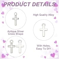 HOBBIESAY 200db Mini Kereszt Charm 15,5mm Fém Kereszt Medál Karkötő Nyaklánc Ékszerkészítéshez 5