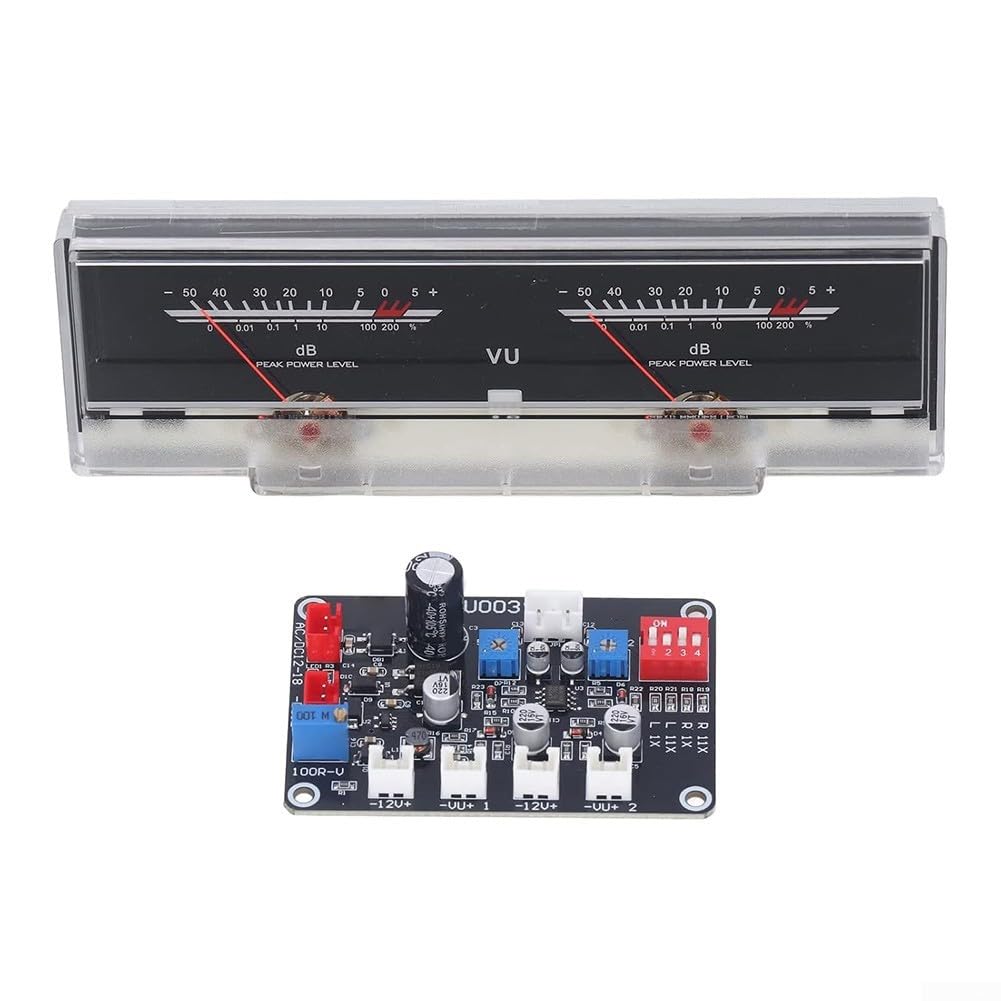 Medidor de volumen con kit de placa de conductor, medidor de base de datos de ajuste de potencia con indicador de nivel de audio, control de oscilación de aguja de brillo ajustable para estudio de