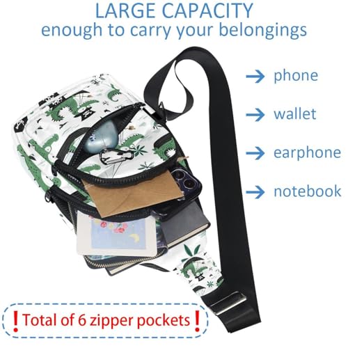 Sac de poitrine convertible crocodile vert pour sorties et voyages - 6