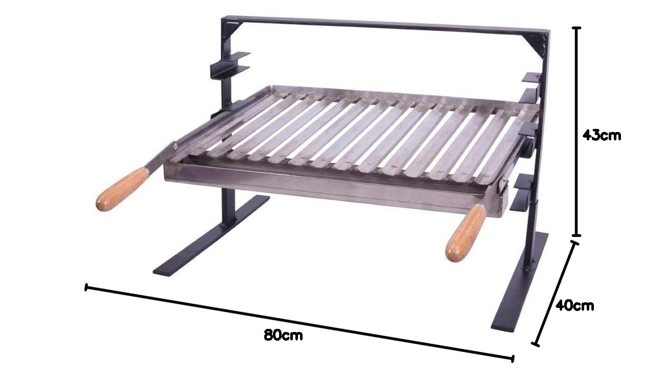 FLORES CORTES - 38966 - Soporte Inoxidable para Barbacoa de Obra 800 x 430 x 400 mm con Recoge grasas. para Leña o Carbón