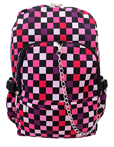 Multi Color Rosa Check Checker mochila   escuela College bolsa de viaje Cool Skate Punk