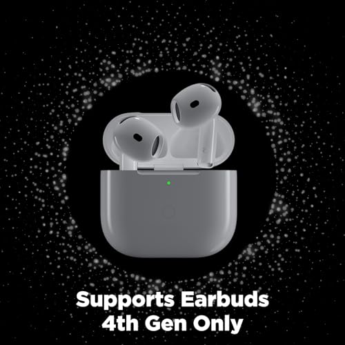 Image of Wireless Charging Case Replacement, Qi-Certified Charger Case for AirPods 4, Bluetooth Pairing Sync Button, 600 Mah Built-in Battery, White.
