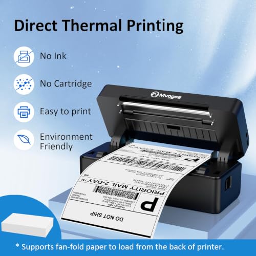 Image of Mvgges Shipping Label Printer,Bluetooth 4x6 Thermal Label Printer for Small Business Office or Home, Compatible with Android, iOS, Windows and Mac, Widely Used for Amazon,USPS,Etsy,Matte Black