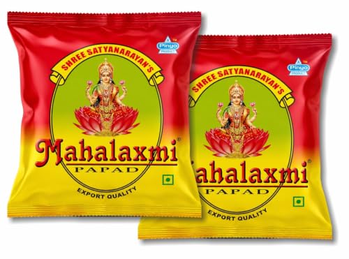 Image of Mahalaxmi Papad 400g | Authentic Indian Snack | Ready to Cook | Crispy and Delicious | Handmade Papadam | Perfect Meal Side Dish | Traditional Recipe (200 g x 2 Pack)