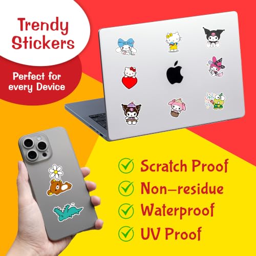 Image of CodersParadise Pack of 50 - Cartoon Stickers for Laptop, Luggage Bags, Journal, Bike, Scrapbook - Waterproof, Self Adhesive, Residue Free