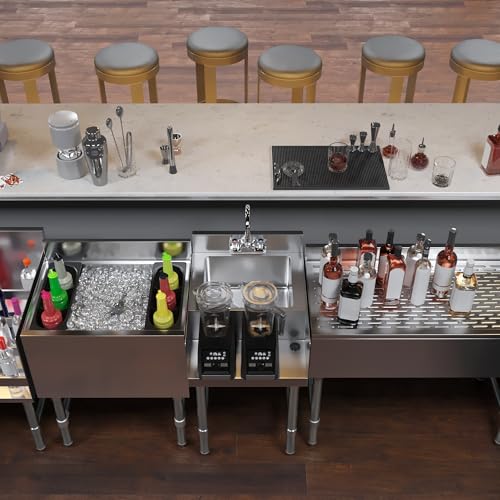 Image of AmGood 22 in. x 18 in. Stainless Steel Blender Station with Dump Sink and Faucet