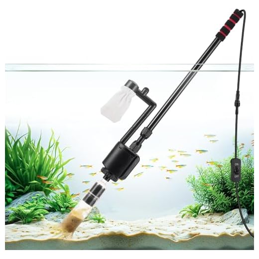 AQQA Aquarium Gravel Cleaner Siphon Kit,6 in 1 Electric Automatic Removable Vacuum Water Changer，Multifunction Wash Sand Suck The Stool Filter 110V/ 20W 320GPH (Black)