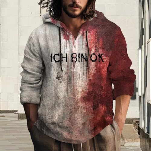 Sudadera de hombre con capucha azul oscuro talla XL con botones y estampado 3D 2