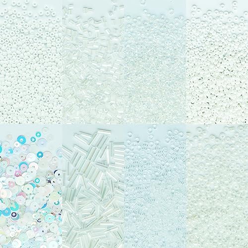 Perles artisanales verre baguette paillettes bricolage blanc