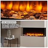Endeavour Fires 60”/1530mm Rosedale 3D Media Wall Inset Electric Fireplace with Multi Flame Colours Log & Crystal Set, 7day Programmable Remote Control 1&2kW - Image 5