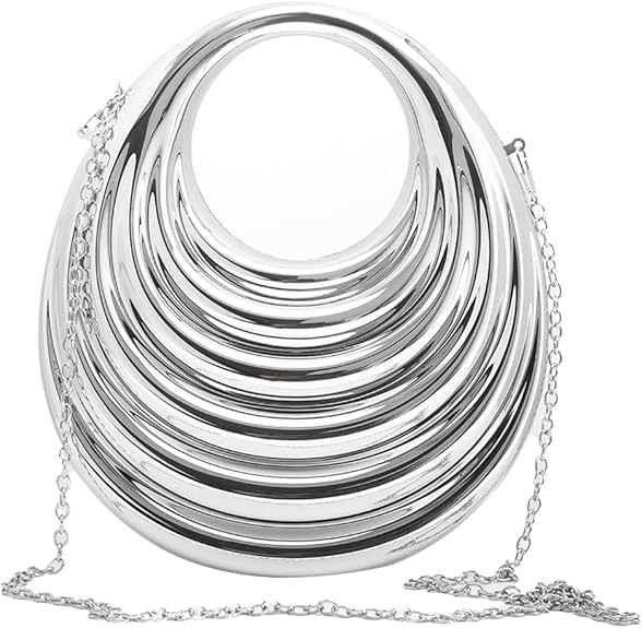 Image of Metallic Acrylic Evening Handbag for Women | Crossbody Sling Bags with Detachable Chain Strap Glossy Stylish Ladies Girls Small Size Cute Party Wedding Bag