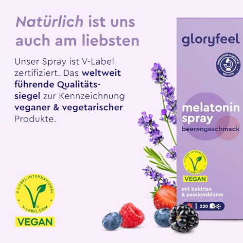 Melatonin Spray Beere - Premium: 5-fach höher dosiert* für 220 Tage + Passionsblume, Baldrian, Melisse, Lavendel, Vitamin B6 & B1 - Sleep Spray ohne Alkohol, Zuckerfrei und Vegan