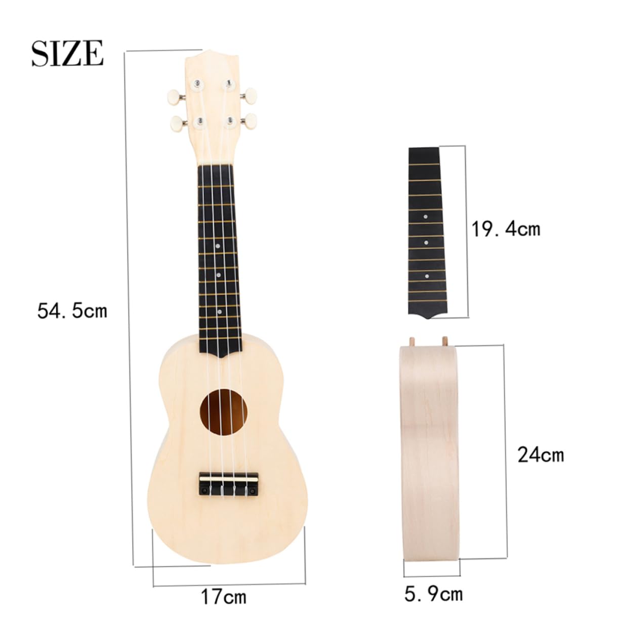 BESPORTBLE 1Set Paintable Ukulele DIY Assembly Kit Parent Interactive Craft for Music Projects Creative Fun