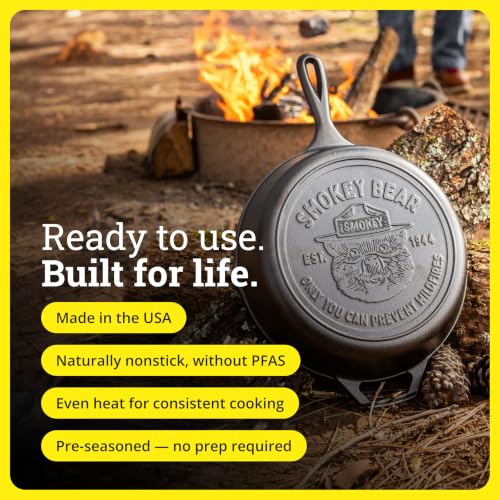 Lodge Pre-Seasoned Cast Iron Skillet, Smokey Bear, 10.25 Inches - image 3