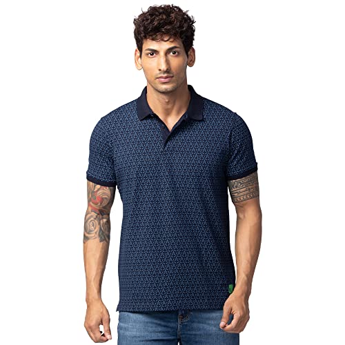 Image of Spykar Men's Slim Fit Polo Neck Half Sleeve Solid Casual T-Shirt