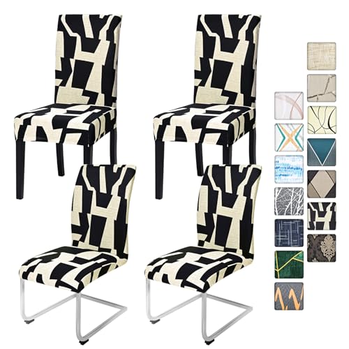 Alishomtll Juego de 4 o 6 fundas elásticas para silla, extraíbles, lavables, para restaurante, hotel, banquete (negro, 4 unidades)