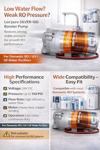 Image of Lex'pure SILVER-100 RO Booster Pump | High Pressure 24V DC | Improves Water Flow for RO, UV & TDS Controller Systems