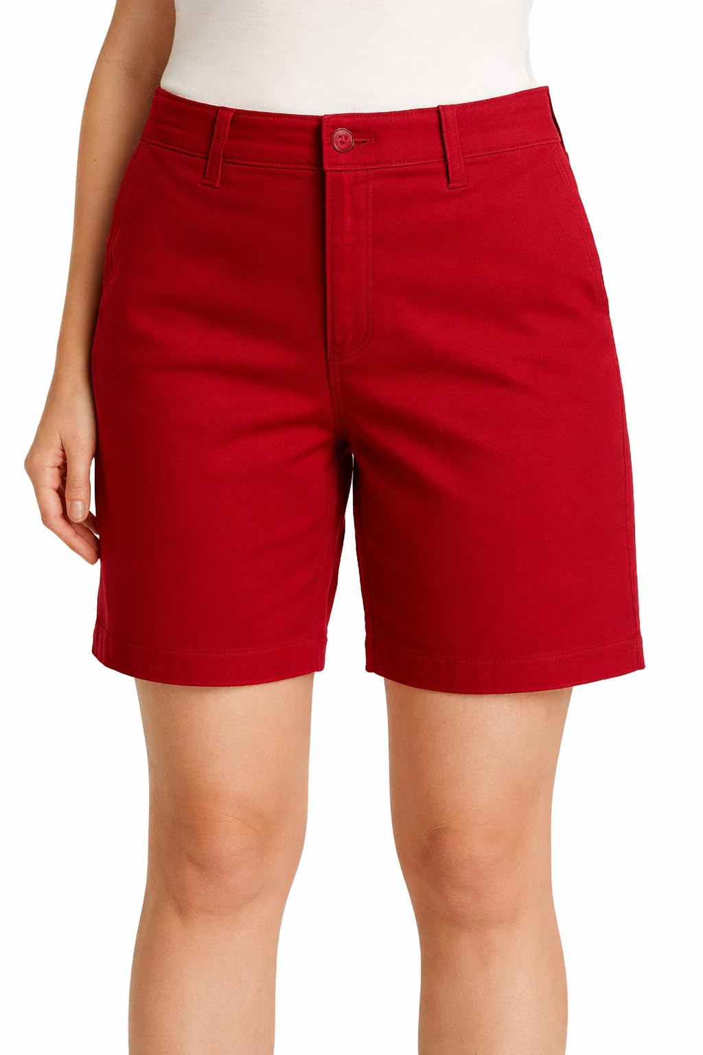 Ladies Bermuda Woven Shorts, Casual Chino Style, Mid-Rise with Button Closure-picture-15