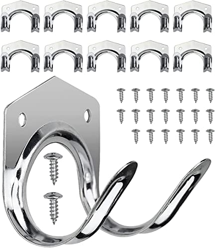 AIYoo Storage Hanger Hooks,Double Tool Storage Hook 10Pcs Wall Mounted Hanger Hooks with 20Pcs Screws for Garage Shed,Universal Galvanized Metal Utility Hooks for Garden Tools