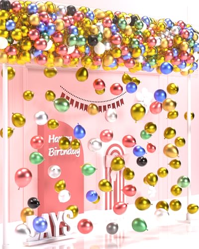 Balloon Drop Net for Ceiling Release Balloon Release Net Bag Kit Pumps Family Reunion Birthday Celebration Graduation Wedding New Year Eve Party Decorations (15.75Ft3.28Ft /4.8m1m[100Pcs])