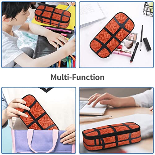 Image of Basketball Pencil Case for Boys and Kids Cute Pen Box Pouch Large pencil bag with Double Zipper, Portable Pencil Pouch for School Office Supplies