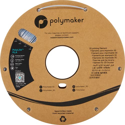 Image of Polymaker Silk PLA Filament 1.75mm, Shiny Silver 3D Printer 1kg - PolyLite 1.75mm