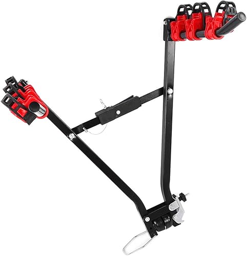 Miniatura 3 de Pssopp Soporte de acero resistente para 3 bicicletas, capacidad de carga de 132.3 lbs, marco en forma de V para SUV
